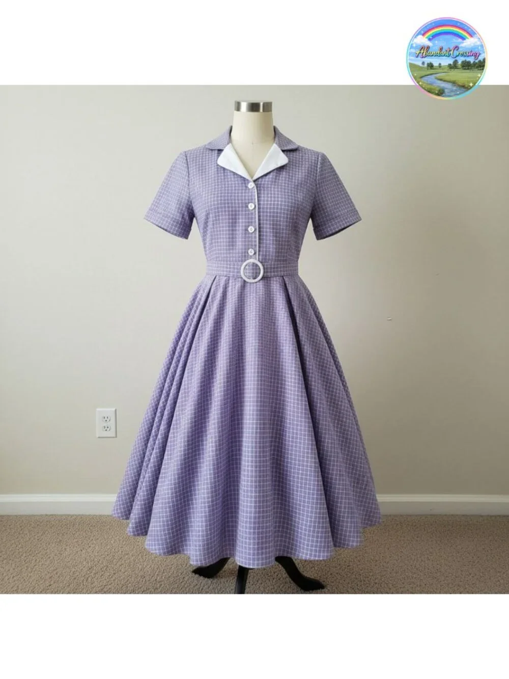Women 1950s Vintage Swing Dress Peter Pan Collar Midi Cocktail Party